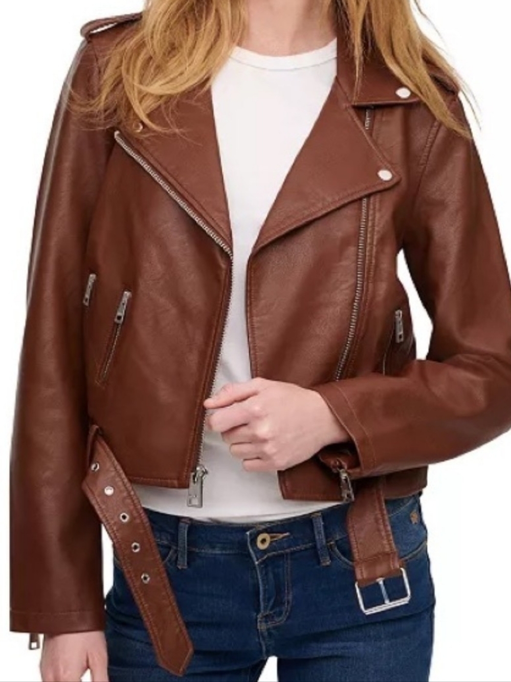 Levi's Women's Faux-Leather Moto Jacket Chocolate Brown NWT